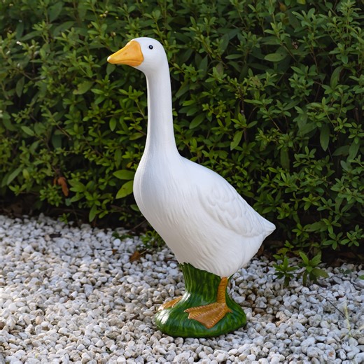 Mainstays Weather-Resistant Porch Goose Statue with Spring Raincoat & Patriotic Outfit Set