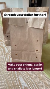Do your bulbs go bad way too fast? Stretch your dollar further and make your fresh garlic, onions and shallots last longer by storing them in a paper bag punched with holes and secured with a paper clip. They should stay fresh for up to three months! #WellnessWednesday #HealthyHack #StopFoodWaste #KitchenHack #FoodHack #Raleys #BetterForEveryBudget | Raley's