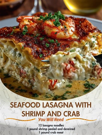 Seafood Lasagna With Shrimp And Crab Ingredients: 12 lasagna noodles 1 pound shrimp peeled and deveined 1 pound crab meat ...... Full Recipe in Coʍmеոτ 💬 | Soul Recipes