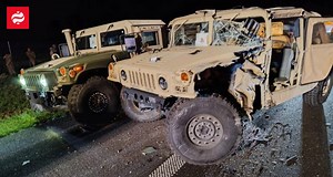 Bus collides with US military convoy in Poland – photos