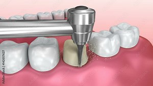 Dental crown installation process, Medically accurate 3d animation