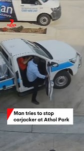 CCTV has captured the moment a car owner tried to jump into his moving vehicle to stop it from being stolen at Athol Park. A suspect has been arrested after the ute was tracked to Port Adelaide. #AtholPark #7NEWS | 7NEWS Adelaide