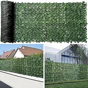 Artificial Ivy Fence Privacy Screen with Mesh Back, 39" x 158" Faux Ivy Vine Leaf Fence Panels, Balcony Privacy Screen, Hedge Wall Decoration for Outside, Garden, Yard, Patio