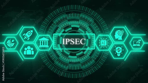 Futuristic Digital Interface with I P S E C Security Technology and A I Concepts IPSEC security AI concepts