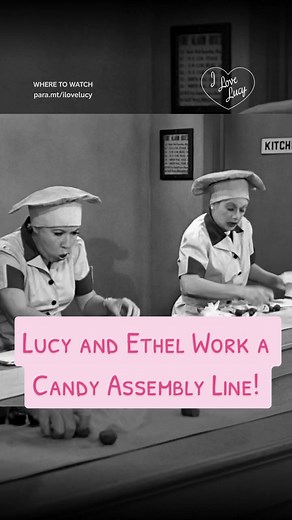 Lucy and Ethel work a candy assembly line! #ilovelucy Now Streaming on Paramount #lucilleball #classictv #1950s