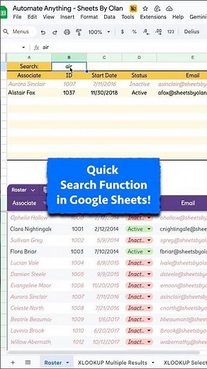 Easy to use Search function in Google Sheets!