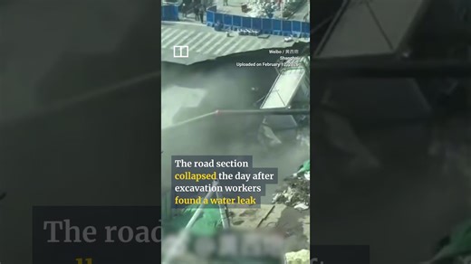 Large sinkhole appears in Shanghai during metro construction
