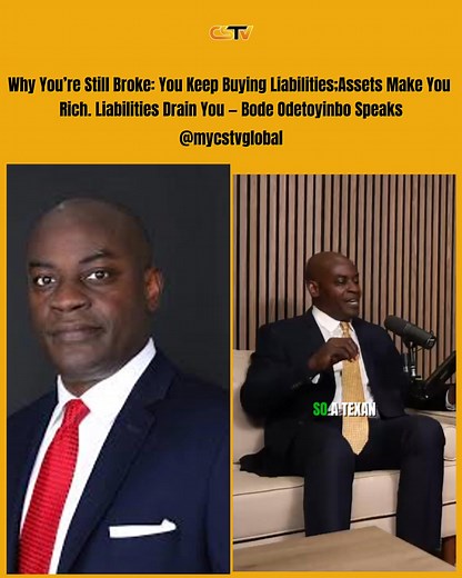 Why You’re Still Broke: You Keep Buying Liabilities;Assets Make You Rich. Liabilities Drain You — Bode Odetoyinbo Speaks Your financial destiny is shaped by one principle: What you buy determines who you become. Liabilities drain your pocket, stress your life, and leave you struggling. Assets silently grow, pay you, and build the future you dream of. In this powerful teaching, Bode Odetoyinbo breaks down why the wealthy focus on assets — not liabilities — and how you can start today with whateve