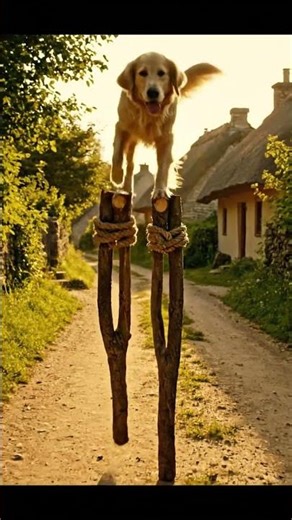 Prepare to be amazed! This talented dog showcases its incredible balancing skills, confidently walki