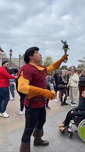 Gaston was enjoying a Stitch bubble maker a guest had in Villains Courtyard today at Disneyland Paris! #gaston #disneylandparis #dlp #dlrp #beautyandthebeast #disneyhalloween #stitch #disneycharacters #disneyvillains | Mousesteps