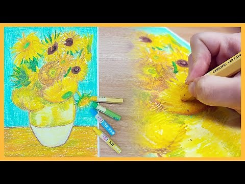 크레파스로 명화 따라그리기 (고흐 _해바라기) / Van Gogh, Sunflower, Oil pastel painting