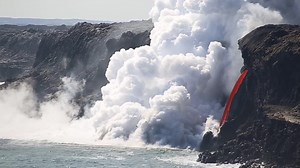 4.5K views · 379 reactions | There are 161 active or potentially active volcanoes in the United States. USGS Volcanoes monitors volcanic activity across the country and delivers forecasts, warnings and information about volcano hazards. Today, we'll be sharing more information about these hot objects of fascination. Video by Hawai'i Volcanoes National Park ALT TEXT: A “fire hose" of lava streaming into the ocean on January 3, 2017. | U.S. Department of the Interior | Facebook
