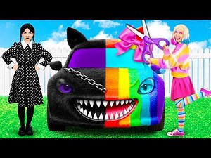 Šarena Automobilski vs Crni Automobilski Izazov | Lude Ideje za Šale PaRaRa Challenge