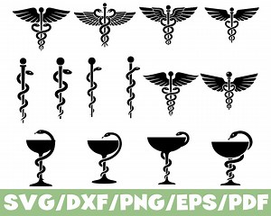 Medical Symbol SVG Silhouette Bundle Caduceus Snake Staff Pharmacy Clipart - Etsy