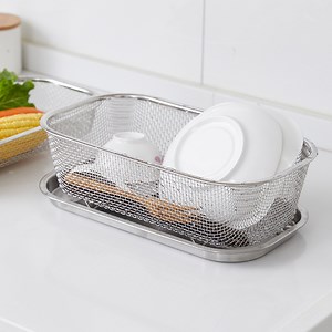 [Hot Item] Stainless Steel Rectangle Mesh Basket Kitchen Sink Stretching Basket Storage Rack