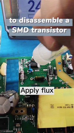 To disassemble a SMD transistor #oem #factorywork #electronic #pcbassembly #circuitboard #pcba #soldering #componentes