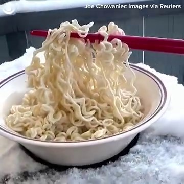 FROZEN FOODS: ❄ A man in Canada tested just how cold the weather was by capturing everyday items, including eggs, ramen noodles, water, and toilet paper, as they quickly froze solid. A polar vortex brought record-breaking temperatures to the area that ranged from -29 to -45 degrees Fahrenheit during his experiments.https://www.kens5.com/article/life/people/waco-businessman-takes-polar-plunge-lake-waco-24-degree-afternoon/500-6e35da6e-81b7-4cff-9ac9-c801805d6688?tag1=kensshare | KENS 5 & Kens5.co