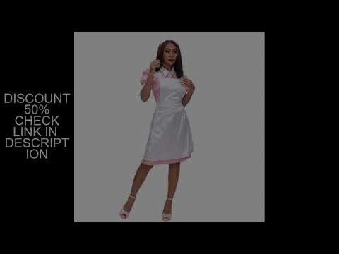 New Gorgeous Satin Nurse Dress Pink Long Skirt Splicing White Apron Cosplay Skirt Private Customizat