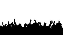 Crowd silhouette of people at a club concert or sports event on white...