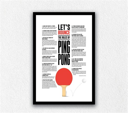 Ping Pong Rules Art Print | Game Room Wall Decor (digital Download) - Etsy