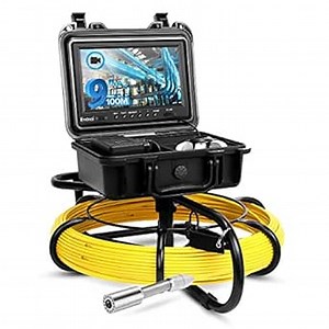 Eyoyo Pipeline Endoscope Inspection Camera 100M/328ft Underwater Industrial Pipe Sewer Drain Wall Video Plumbing System with 9 Inch LCD Monitor 1000TVL DVR Recorder Snake Cam with 8GB SD Card Included