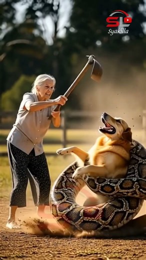 Poor dog almost died when wrapped in a python, but luckily it was saved by a grandmother