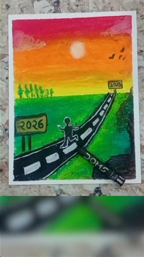 simple oil pastel drawing | beginners | New Year drawing 2026|#art #drawing #oilpastel #newyear2026
