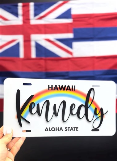 Custom Hawaii License Plate With Raised Name, Rainbow Accent – Graduation Lei Decor - Etsy