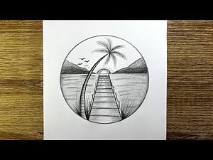 Comment dessiner un paysage au crayon | Dessin paysage facile étape par étape