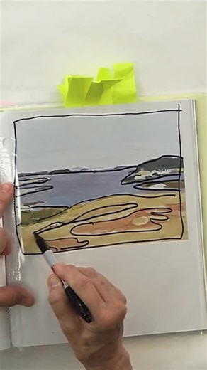 Adele Sypesteyn - Abstract Painting Teacher on Instagram: "The start of an abstract landscape painting 🌷 The first step of starting this painting is figuring out the composition. One of my all-time favorite artists is Fairfield Porter, an American artist who produced representational paintings during the heyday of Abstract Expressionism. Two things I love about his work are the flatness of his shapes and his color combinations. He took landscapes, interiors, and portraits and painted them in a 