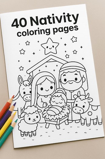 40 Nativity Coloring Pages for Kids, Baby Jesus, Angels, and Christmas Scenes - Etsy