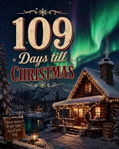 109 days till Christmas 🎄✨ A cosy Christmas log cabin glowing under the Northern Lights… honestly, this is my idea of heaven! ❄️🎅✨ Christmas magic is coming! ❤️