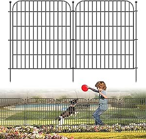 Decorative Garden Fence, 10 Panels 32 in(H) X 23.6 ft(L) Rustproof Metal Wire No Dig Dog Fence Outdoor for Yard, Temporary Tall Garden Fence Animal Barrier Decor for Yard & Patio