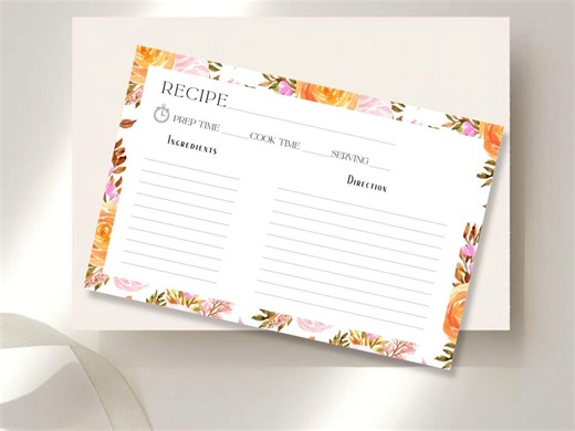 4x6 Printable Recipe Cards – Blank Recipe Card Template – Digital Download for Kitchen Organization - Etsy