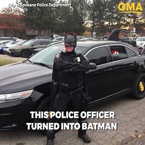 Police officer dressed as Batman, complete with his very own "Batmobile," gives students the surprise of a lifetime for Halloween. http://abcn.ws/2A87t7l | Good Morning America