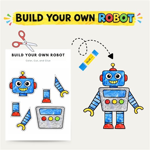 BUILD A ROBOT | Printable Robot Craft Template for Kids | Color, Cut, and Glue | Screen Free Fun |instant Download | Pdf - Etsy Canada