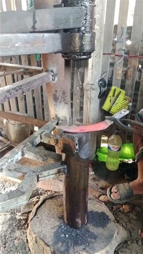 Forging a Machete from a Power-Tiller Blade 👍 Hammer Forge Build 👍 #handmade #craft #skills #shorts