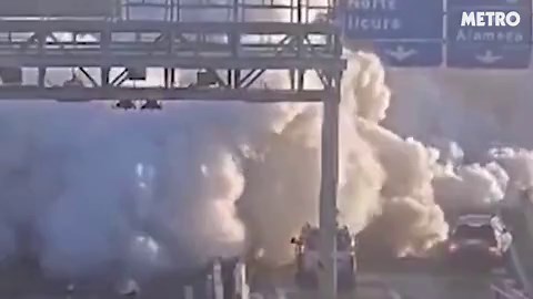 Shocking moment gas truck overturns and explodes in Chile