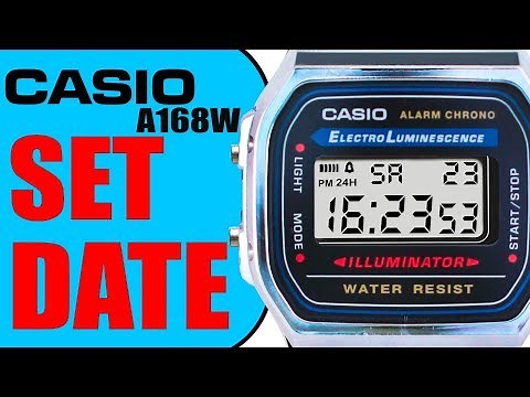 Casio A168 W How to set the DATE !! (90 seconds tutorial) in 4K