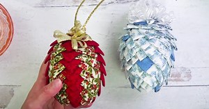 How To Make A No-Sew Quilted Pinecone Ornament