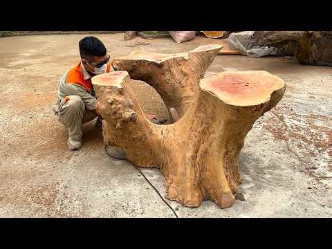 Epic 70ft Tree Trunk to Stunning Live Edge Dining Table Build | #liveedgetable