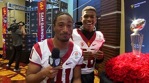 21K views · 266 reactions | Lights. Camera. Media Day! The USC Trojans football team is staying loose before the Tournament of Roses - Rose Bowl Game on Monday vs. Penn State #FightOn✌️ | Pac-12 Conference | Facebook