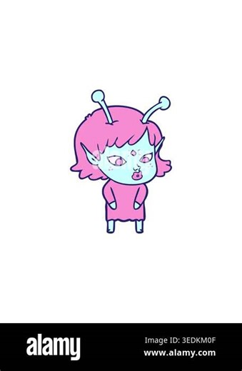 radioactive glowing animation of alien girl cartoon Stock Video Footage - Alamy