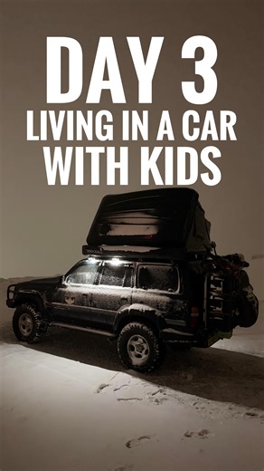 Arran & Evie ⛺️Outnumbered Overlanding 🚙 on Instagram: "Day 3. We woke up to amazing snow and views. Once we got on the road, we hunted down some Andorran culture—skiing and pavement fires! When the snow fights ended, we crossed into Spain. As if with a click of our fingers, it was 10 degrees warmer. The newfound heat highlighted an issue: the car was pulling to the left, and when I went to use the brakes, they didn’t brake back. Once we pulled over, I saw the camber of the front wheel and knew