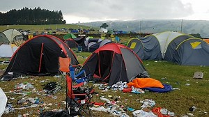 Sea of trash left behind by Beat-Herder Festival-goers