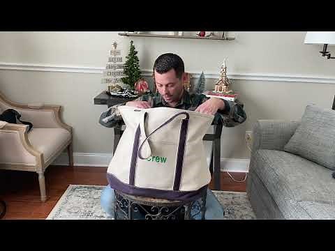 Lands' End Open Top Long Handle Canvas Tote Bag