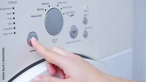 Finger press the switch to make the washing machine work.