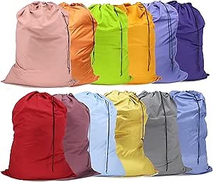 Extra Large Laundry Bag Travel Laundry Bags with Drawstring Closure Fit a Laundry Basket or Hamper for college dorm and apartment dwellers Machine Washable 30"x40" (Mixed Color 12 Pack)