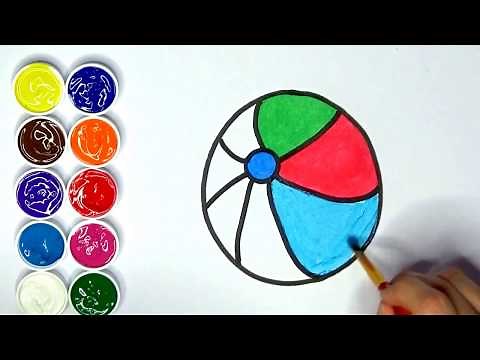 Como Dibujar y Pintar Una Pelota | Dibujo Pelota de Playa | Amiguitos123