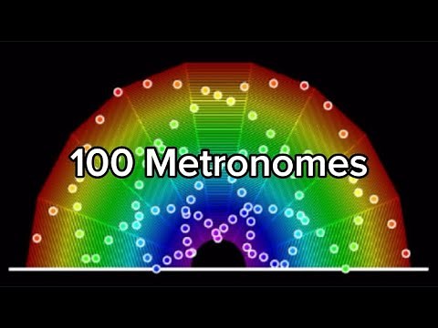 100 Metronomes Arc Pendulum Wave from Scratch